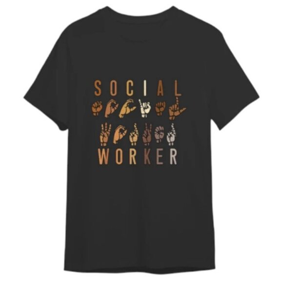 Port & Company black Social Worker ASL t-shirt size XL - Picture 2 of 4